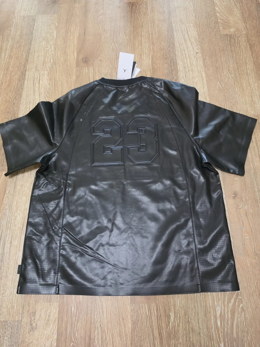 Nike Air Jordan 23 Vegan Leather Black Jersey Shirt Mens SZ 
